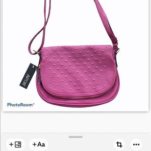 Apt 9 studded crossbody bag, bright pink. NWT!